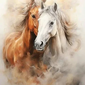 Tableau Couple de Chevaux