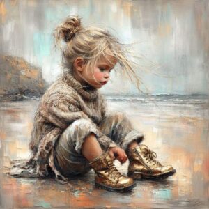 Tableau Petite fille à la plage