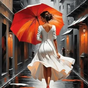 Tableau La fille au parapluie