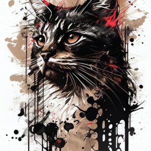 Tableau Chat a l&rsquo;encre