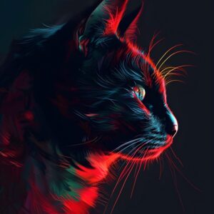 Tableau Chat en Rouge et Noir