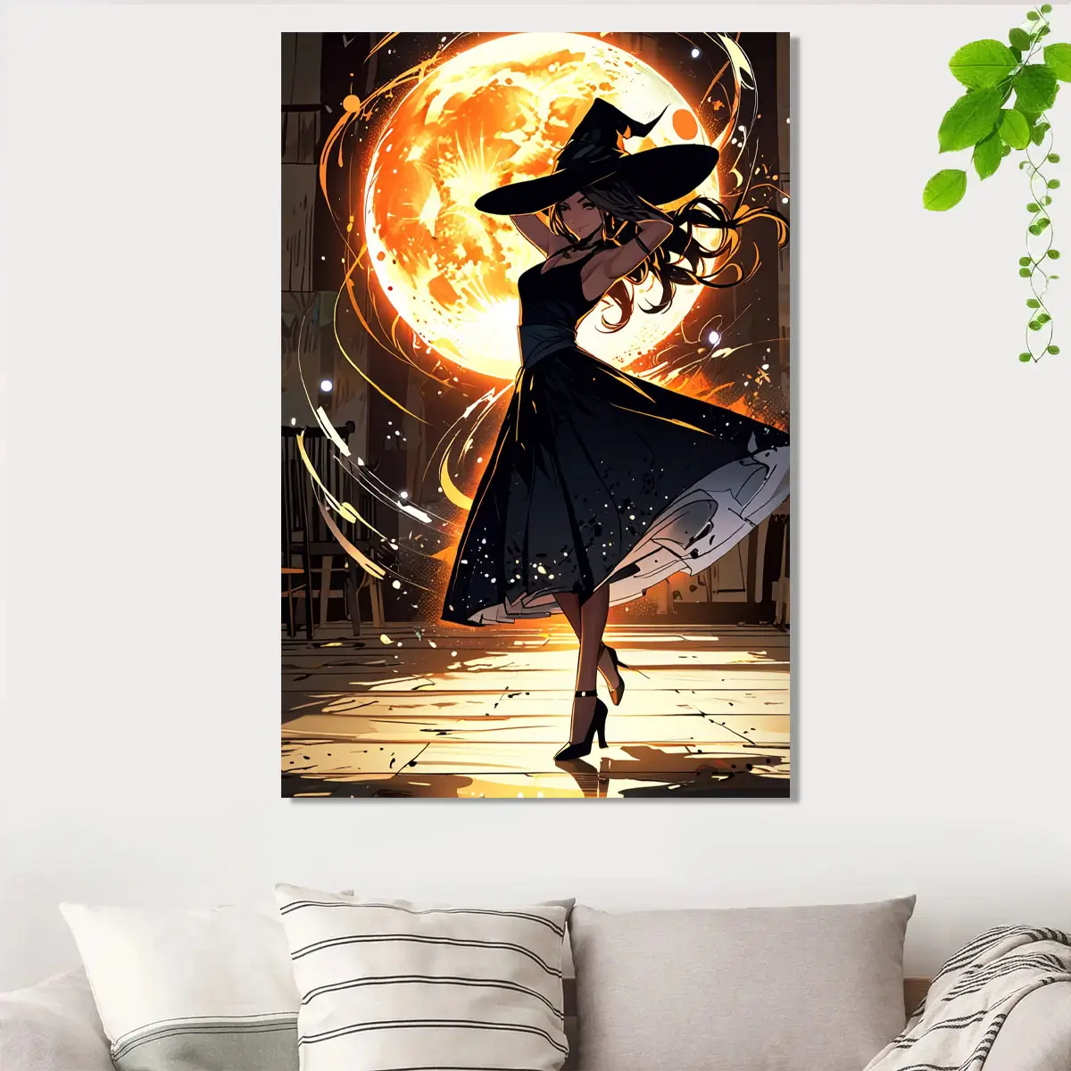 🌙 Tableau Sorcière sous la pleine Lune d'Halloween – Image 2